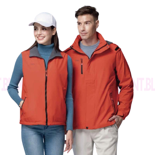 AU1120 防潑水彈力保暖大衣外套-橘紅(可組合)  |商品總覽|外套|鋪棉. 刷毛外套-現貨