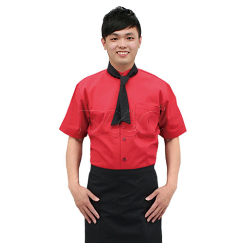 BC214紅色單排釦基本款廚師服  |商品總覽|廚師服|現貨. 訂製