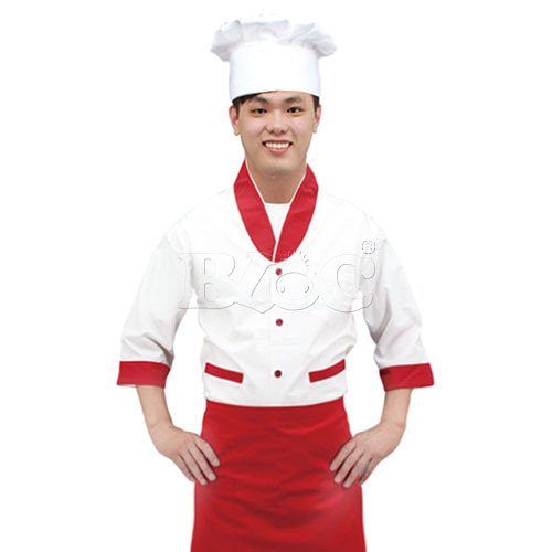 BC217絲瓜領剪接配色廚師服chefwear  |商品總覽|廚師服|現貨. 訂製