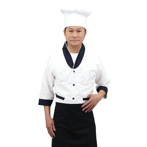 BC218絲瓜領剪接配色廚師服chefwear  |商品總覽|廚師服|現貨. 訂製