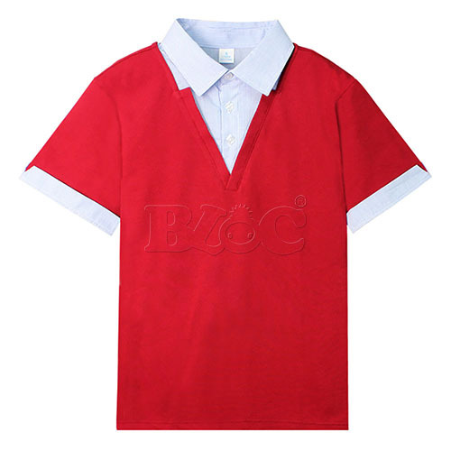 PS107002假兩件襯衫領polo衫  |商品總覽|POLO衫|POLO素面.訂製