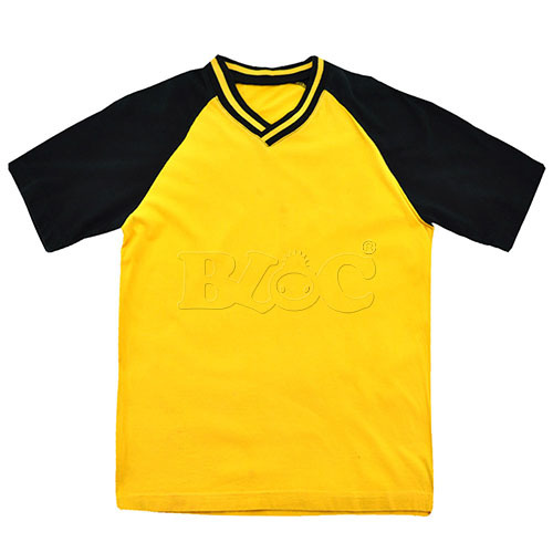 T202斜袖配色V領T恤-訂製款(拉克蘭袖)